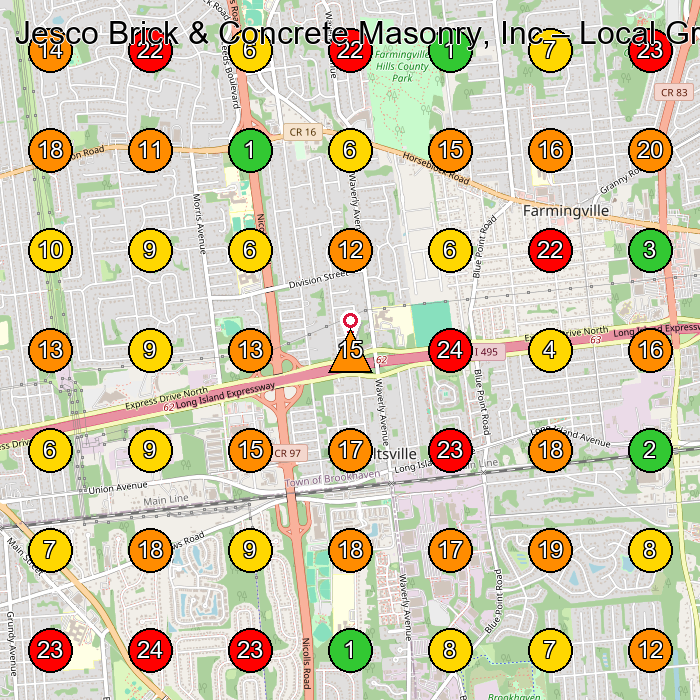 Jesco Brick & Concrete Masonry, Inc Masonry Contractor GeoGrid ranking map for None